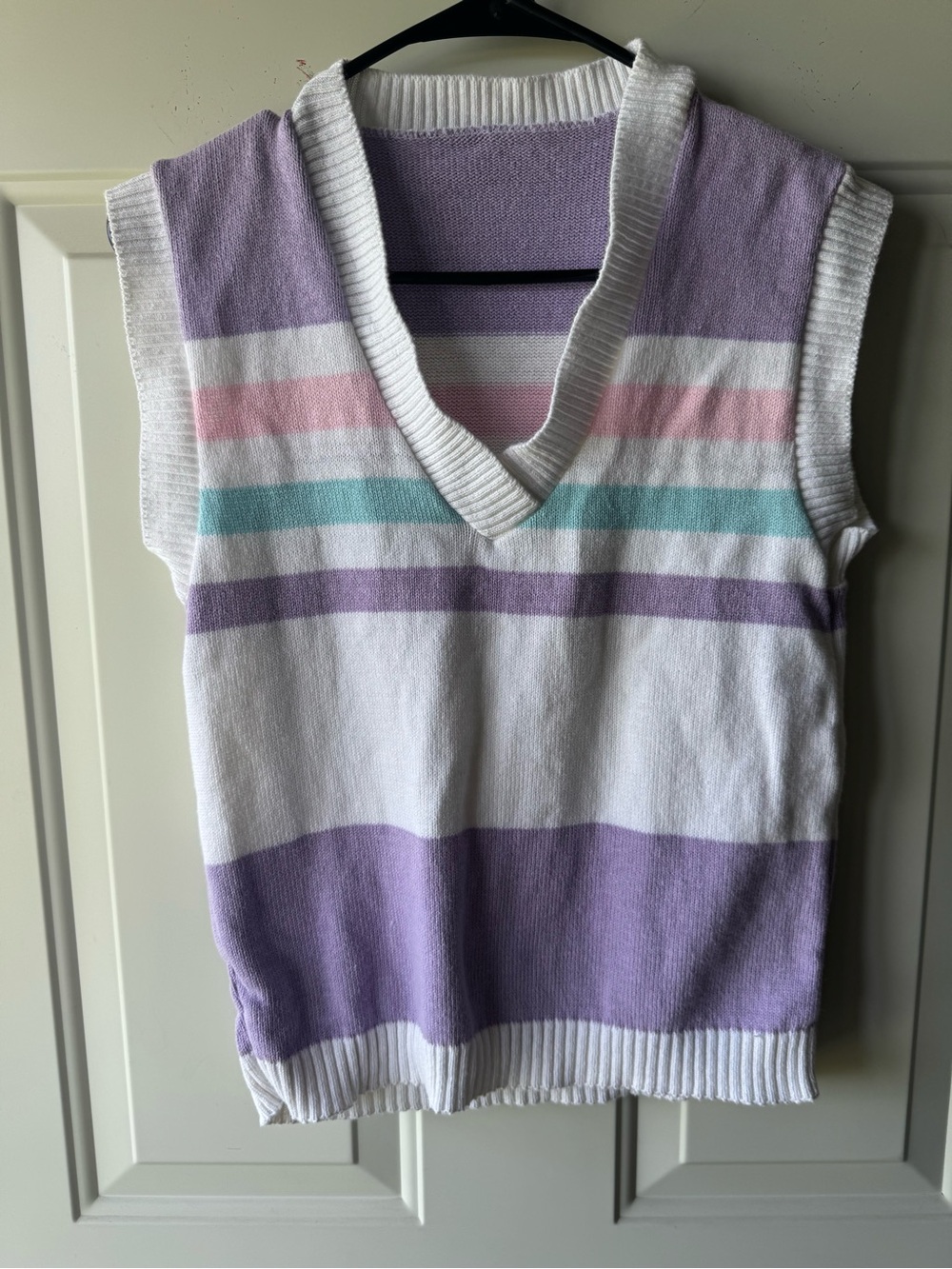 Pastel Striped V-Neck Sweater Vest